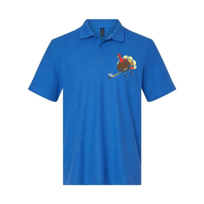 Turkey Ice Hockey Funny Thanksgiving Sport Softstyle Adult Sport Polo