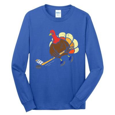 Turkey Ice Hockey Funny Thanksgiving Sport Tall Long Sleeve T-Shirt