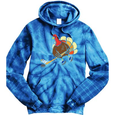 Turkey Ice Hockey Funny Thanksgiving Sport Tie Dye Hoodie