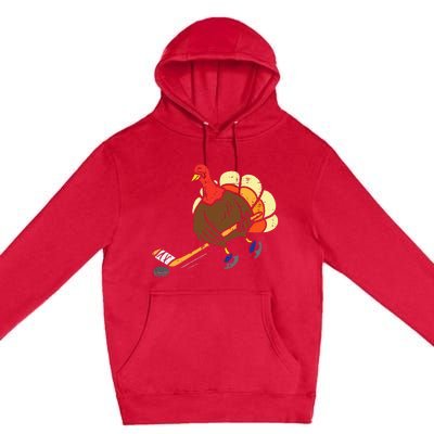 Turkey Ice Hockey Funny Thanksgiving Sport Premium Pullover Hoodie