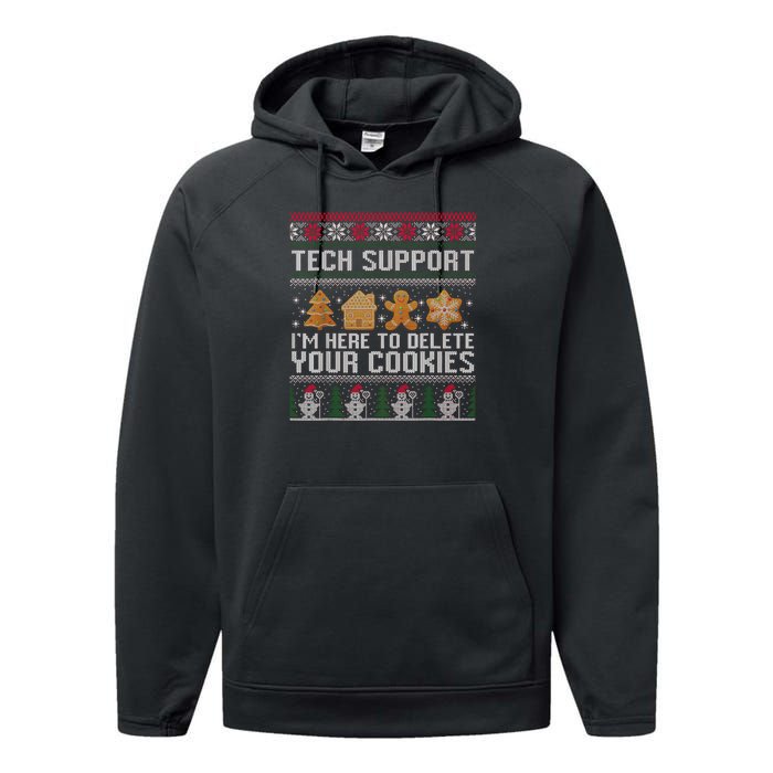 Techsupport I’M Here To Delete Your Cookies Christmas Performance Fleece Hoodie