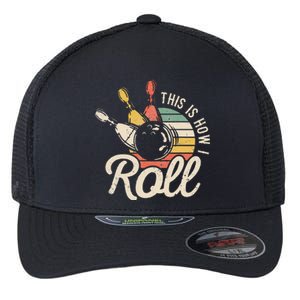 This Is How I Roll Retro Bowling Bowler Funny Gift Cap Sleeve Flexfit Unipanel Trucker Cap