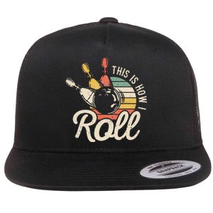 This Is How I Roll Retro Bowling Bowler Funny Gift Cap Sleeve Flat Bill Trucker Hat