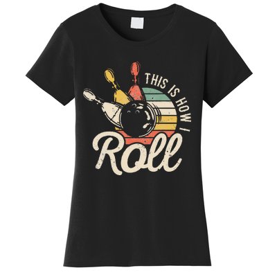 This Is How I Roll Retro Bowling Bowler Funny Gift Cap Sleeve Women's T-Shirt