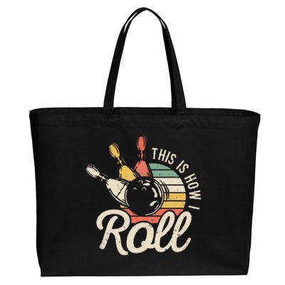 This Is How I Roll Retro Bowling Bowler Funny Gift Cap Sleeve Cotton Canvas Jumbo Tote