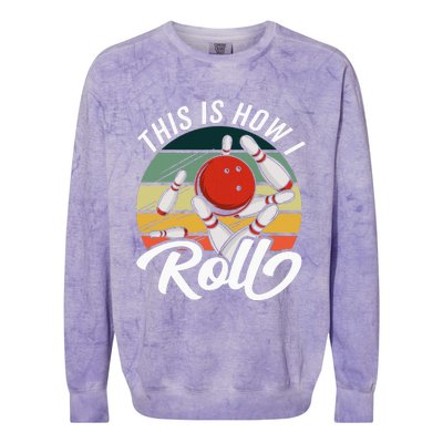 This Is How I Roll Women Funny Bowling Colorblast Crewneck Sweatshirt