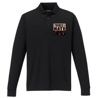 Things I Hate Wifunny Giftfi Signal Low Battery Loading Indicator Gift Performance Long Sleeve Polo