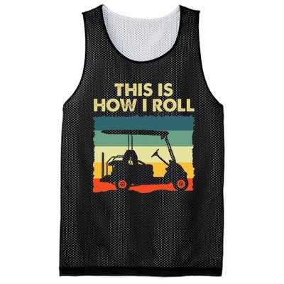 This Is How I Roll Retro Vintage Golf Cart Funny Golfing Mesh Reversible Basketball Jersey Tank