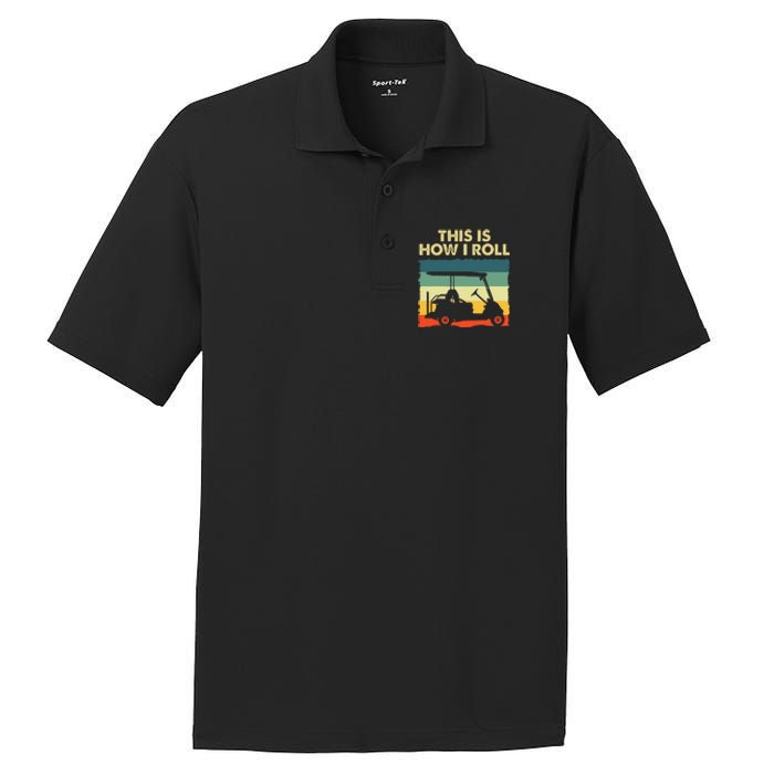 This Is How I Roll Retro Vintage Golf Cart Funny Golfing PosiCharge RacerMesh Polo