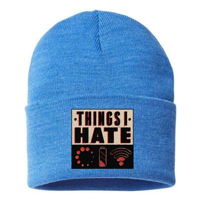 Things I Hate Gift Funny Nerds Geeks Gamer Science Student Meaningful Gift Sustainable Knit Beanie