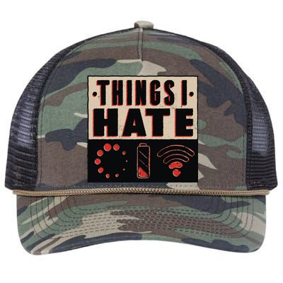 Things I Hate Gift Funny Nerds Geeks Gamer Science Student Meaningful Gift Retro Rope Trucker Hat Cap