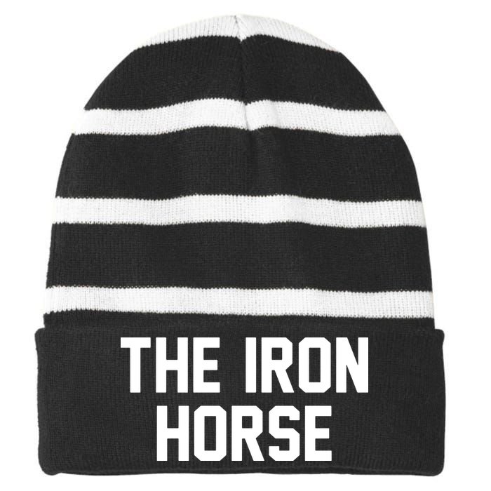 The Iron Horse Striped Beanie with Solid Band