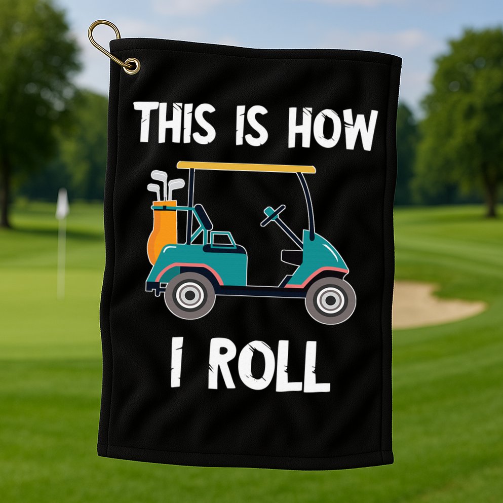 This Is How I Roll Retro Vintage Golf Cart Funny Golfing Golf Towel