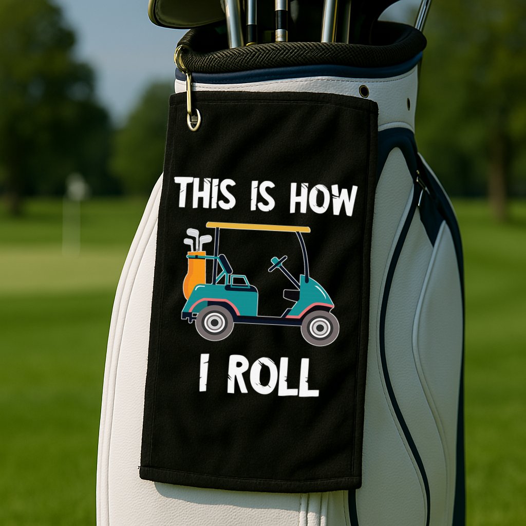 This Is How I Roll Retro Vintage Golf Cart Funny Golfing Golf Towel