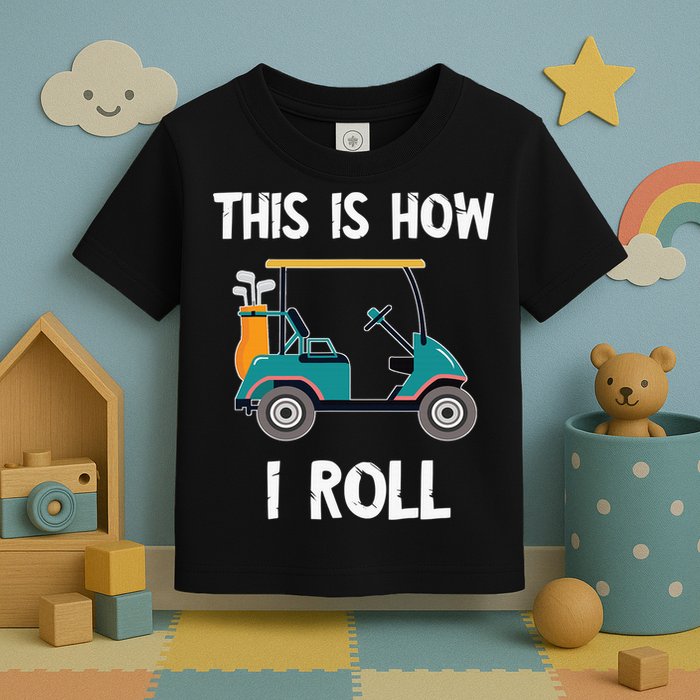 This Is How I Roll Retro Vintage Golf Cart Funny Golfing Toddler T-Shirt