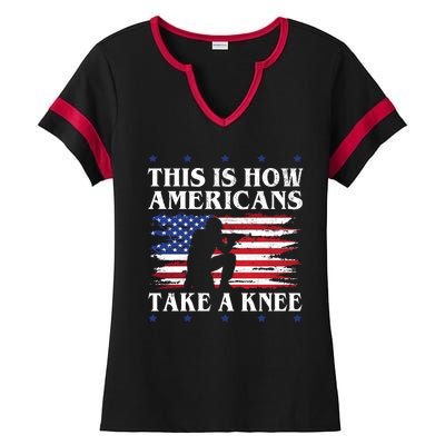 This Is How Americans Take A Knee Ladies Halftime Notch Neck Tee