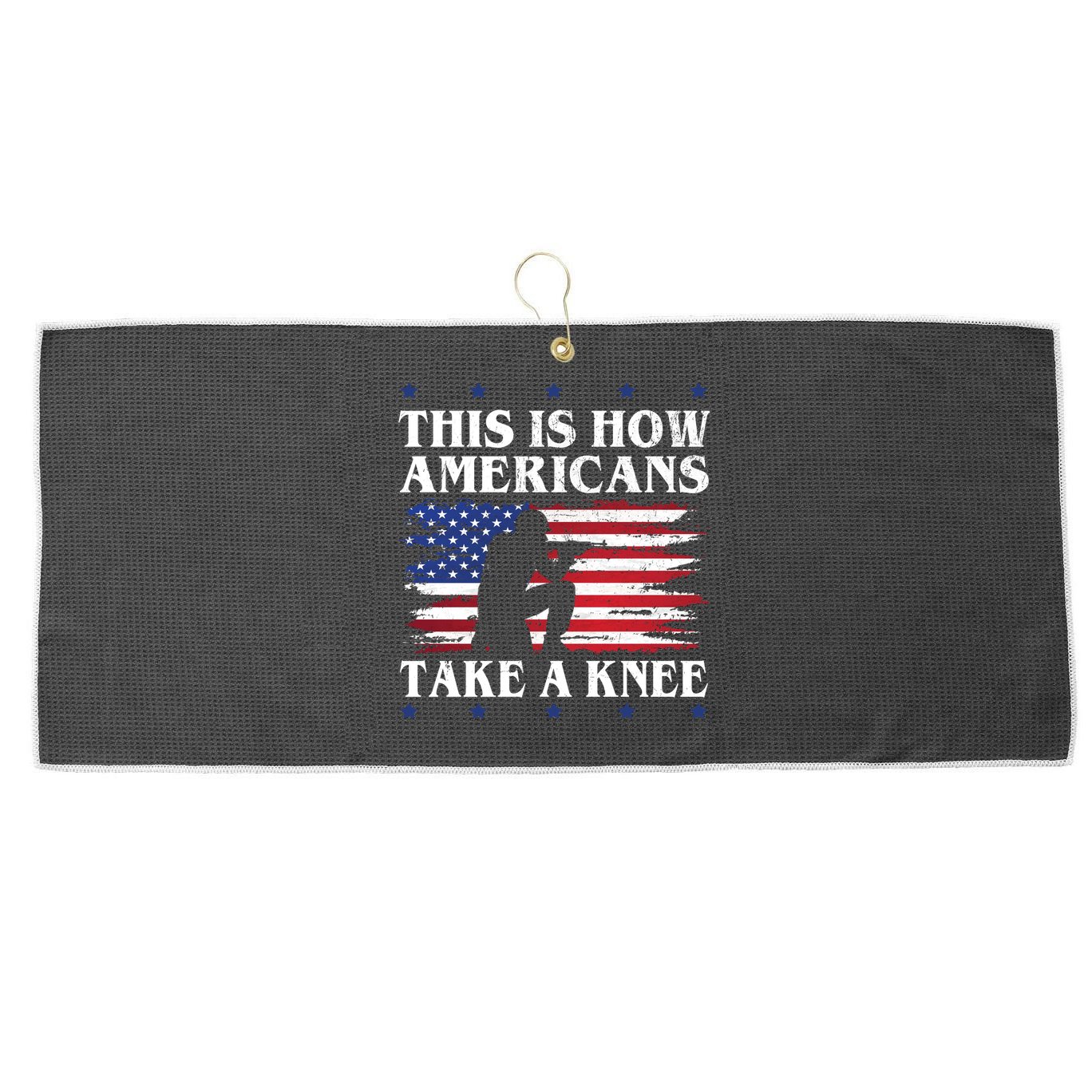 This Is How Americans Take A Knee Large Microfiber Waffle Golf Towel