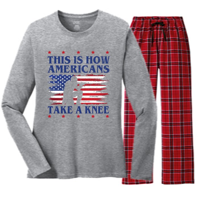 This Is How Americans Take A Knee Women's Long Sleeve Flannel Pajama Set 