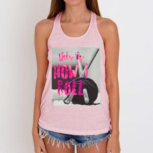 This Is How I Roll Funny Product Knitting Crocheting Lovers Gift Women's Knotted Racerback Tank