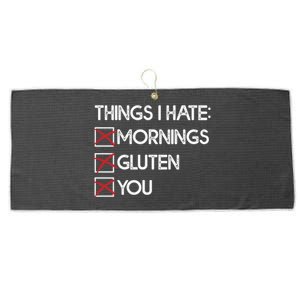 Things I Hate: Morning Gluten You Gluten Free Funny Gift Large Microfiber Waffle Golf Towel