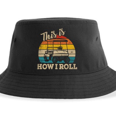 This Is How I Roll Retro Vintage Golf Cart Funny Golfing Gift Sustainable Bucket Hat