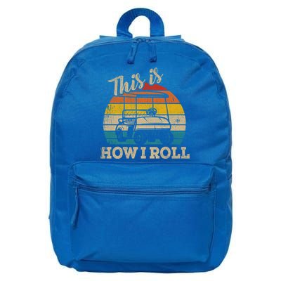 This Is How I Roll Retro Vintage Golf Cart Funny Golfing Gift 16 in Basic Backpack