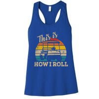 This Is How I Roll Retro Vintage Golf Cart Funny Golfing Gift Women's Racerback Tank