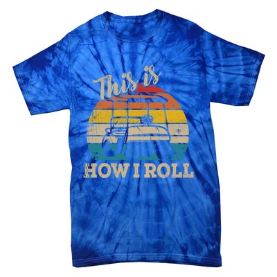 This Is How I Roll Retro Vintage Golf Cart Funny Golfing Gift Tie-Dye T-Shirt