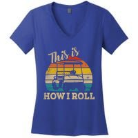 This Is How I Roll Retro Vintage Golf Cart Funny Golfing Gift Women's V-Neck T-Shirt