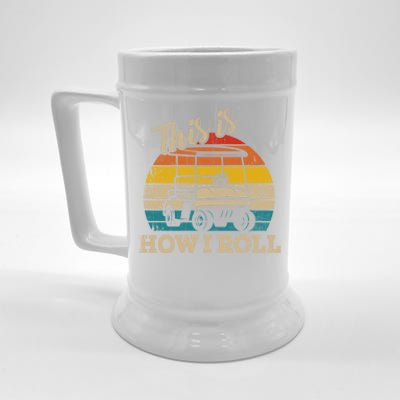 This Is How I Roll Retro Vintage Golf Cart Funny Golfing Gift Beer Stein