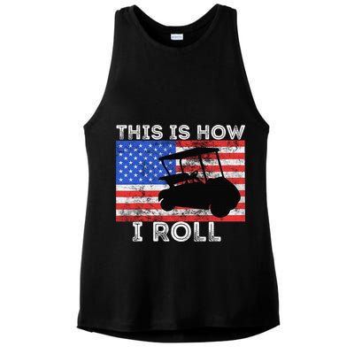 This Is How I Roll Golf Cart Driver American Flag Golfing Ladies PosiCharge Tri-Blend Wicking Tank