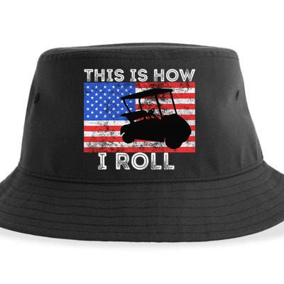 This Is How I Roll Golf Cart Driver American Flag Golfing Sustainable Bucket Hat