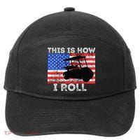This Is How I Roll Golf Cart Driver American Flag Golfing 7-Panel Snapback Hat