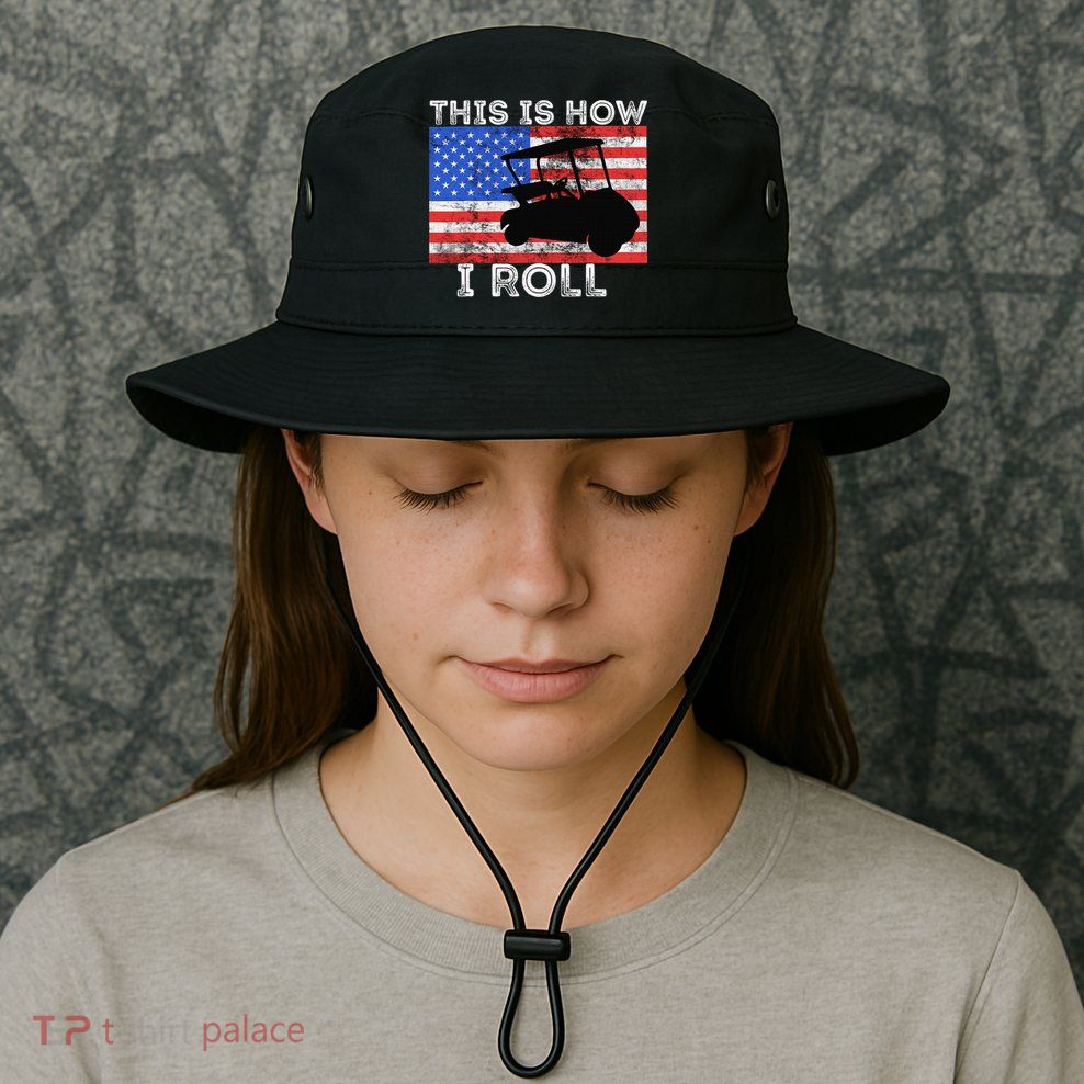 This Is How I Roll Golf Cart Driver American Flag Golfing Bucket Hat