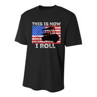 This Is How I Roll Golf Cart Driver American Flag Golfing Youth Performance Sprint T-Shirt
