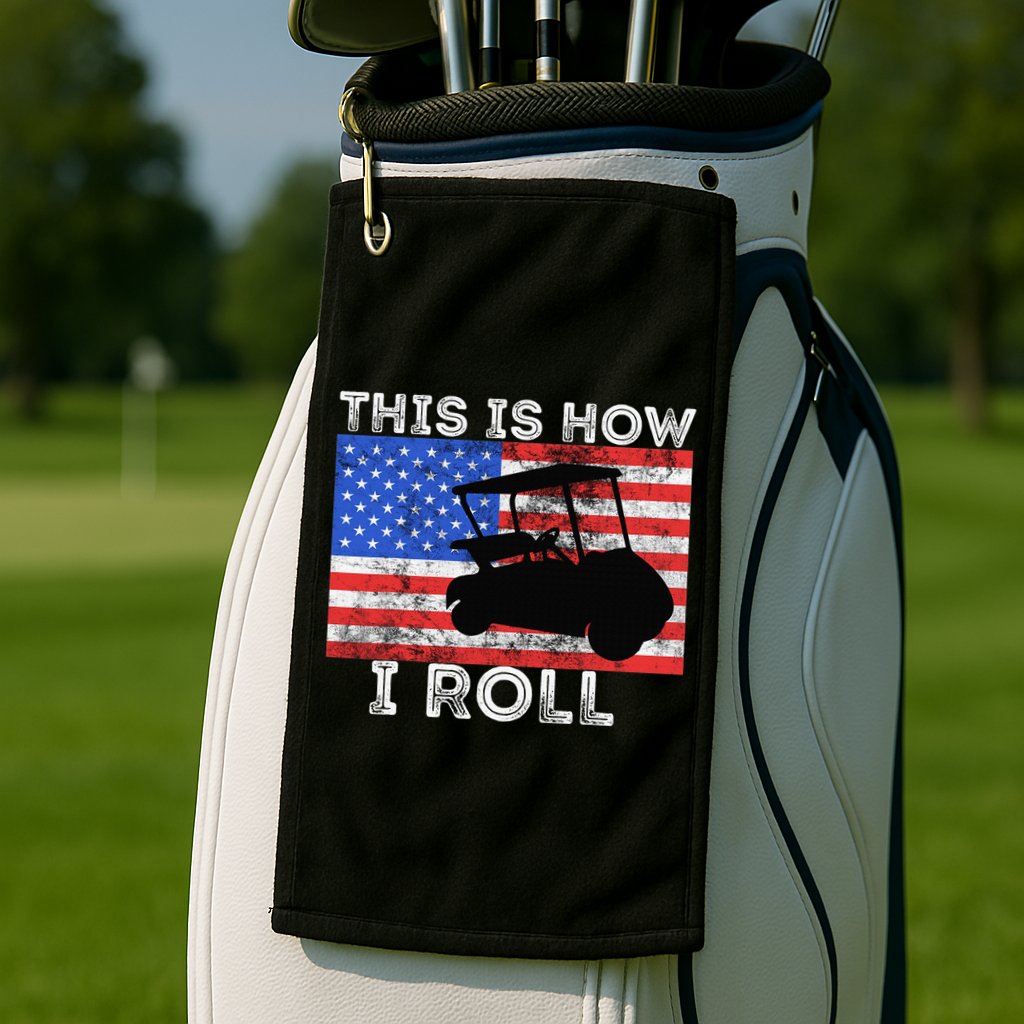 This Is How I Roll Golf Cart Driver American Flag Golfing Golf Towel