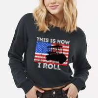 This Is How I Roll Golf Cart Driver American Flag Golfing Cropped Pullover Crew