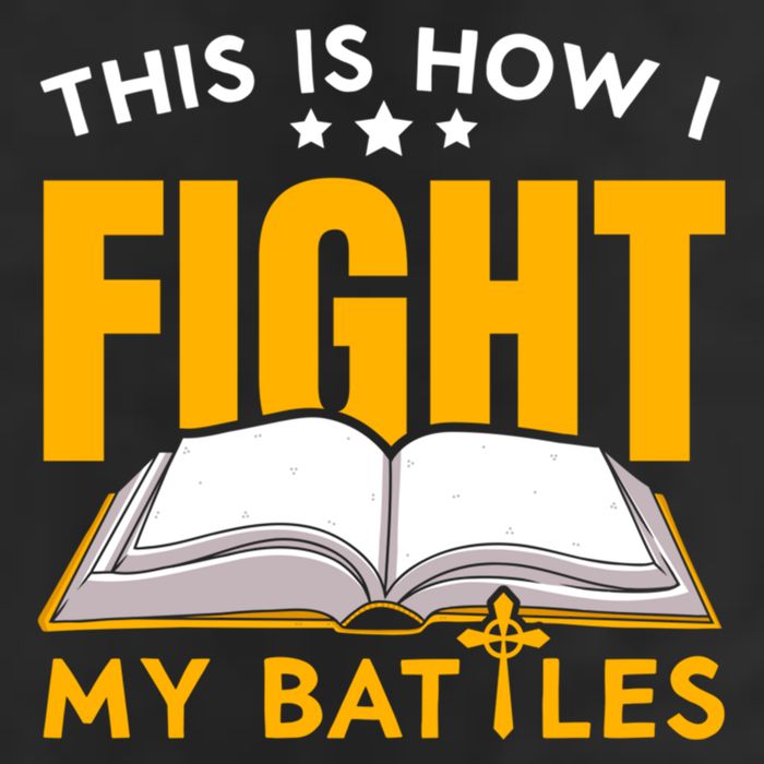 This Is How I Fight My Battles Christian Believer Bible Cute Gift 7 Panel Mesh Trucker Snapback Hat