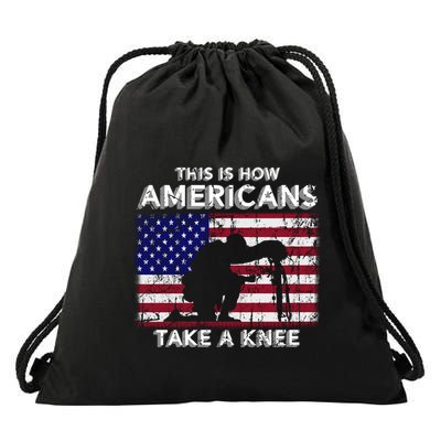 This Is How Americans Take A Knee Veteran Gift Drawstring Bag