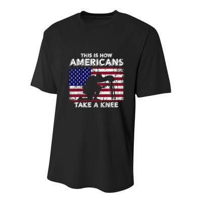 This Is How Americans Take A Knee Veteran Gift Youth Performance Sprint T-Shirt