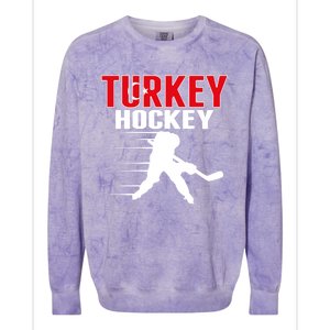 Turkey Ice Hockey Fans Jersey Turkish Hockey Team Supporter Cool Gift Colorblast Crewneck Sweatshirt