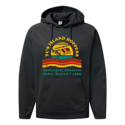 TcS Island Hoppers Helicopter Charters Hawaii Since 1980 Performance Fleece Hoodie