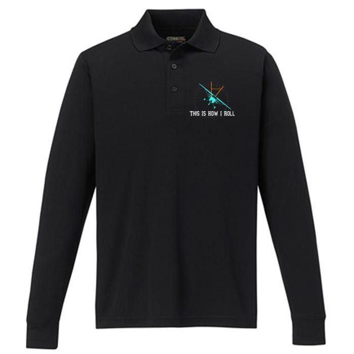 This Is How We Roll Pilot Funny Airplane Aircraft Tees Performance Long Sleeve Polo