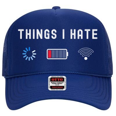 Things I Hate Programmer Gamer Computer Nerd Funny Gift Idea Gift High Crown Mesh Back Trucker Hat