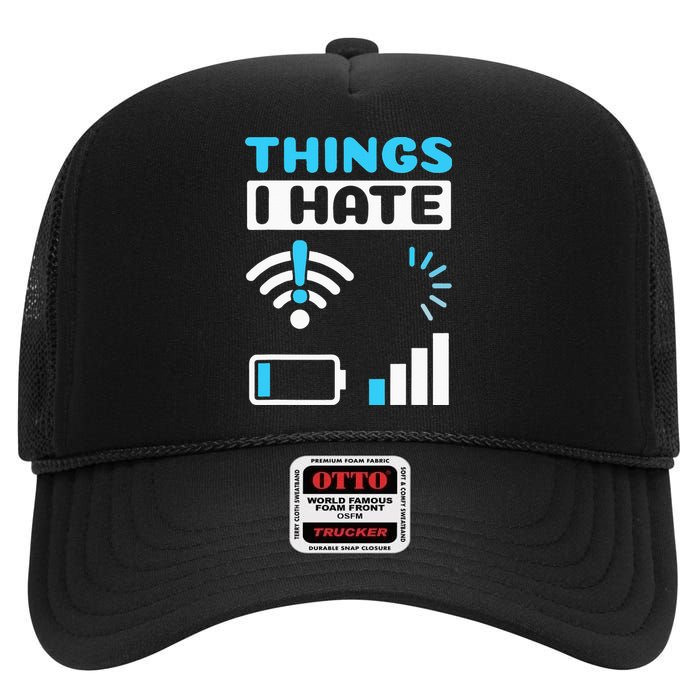 Things I Hate Programmer Gamer Computer Nerd Funny Gift High Crown Mesh Back Trucker Hat