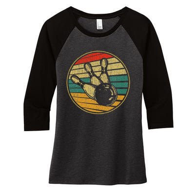 This Is How I Roll Vintage Retro Bowling 60s 70s Bowler Women's Tri-Blend 3/4-Sleeve Raglan Shirt