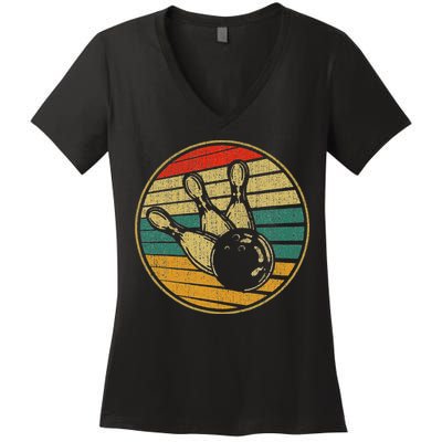 This Is How I Roll Vintage Retro Bowling 60s 70s Bowler Women's V-Neck T-Shirt