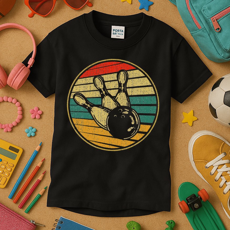 This Is How I Roll Vintage Retro Bowling 60s 70s Bowler Kids T-Shirt