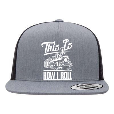 This Is How I Roll Train Engineer & Railroad Lovers TShirt Flat Bill Trucker Hat