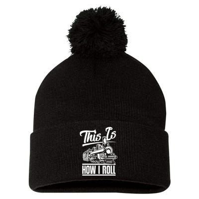 This Is How I Roll Train Engineer & Railroad Lovers TShirt Pom Pom 12in Knit Beanie